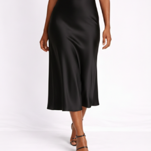 Classic Black Satin Skirt