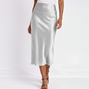 Silver Grey Satin Skirt