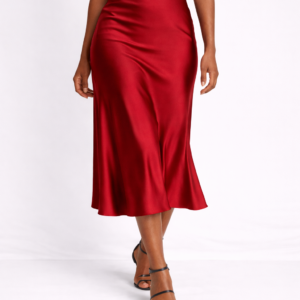 Ruby Red Satin Skirt