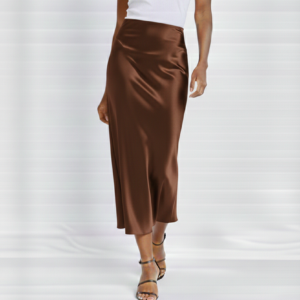 Chocolate brown satin skirt