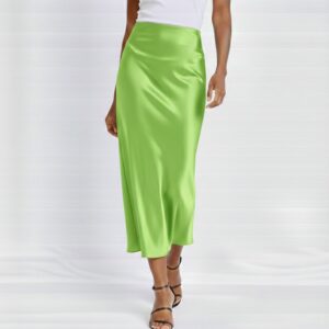 Lime Green Satin Skirt