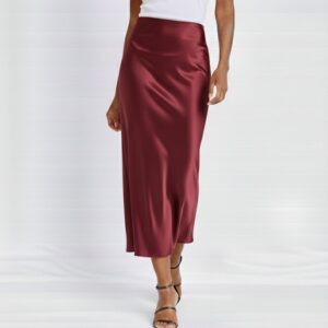 Maroon Satin Skirt