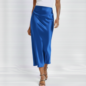 Royal blue satin skirt